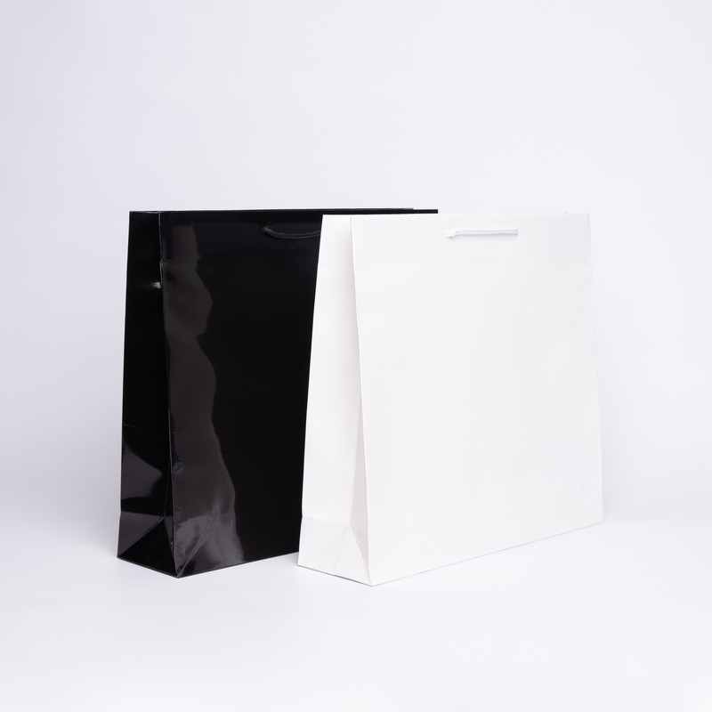 Customized Laminated Personalized shopping bag Noblesse 42x11x38 CM | LAMINATED NOBLESSE PAPER BAG | SCREEN PRINTING ON TWO S...