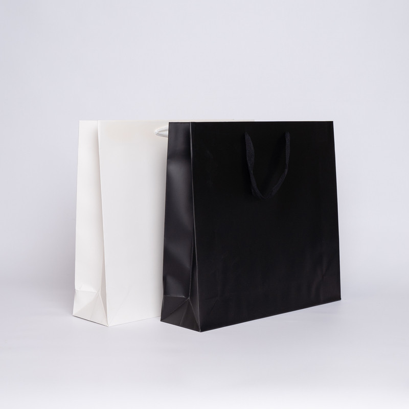 42x11x38 CM | LAMINATED NOBLESSE PAPER BAG | SCREEN PRINTING ON TWO SIDES IN TWO COLOURS