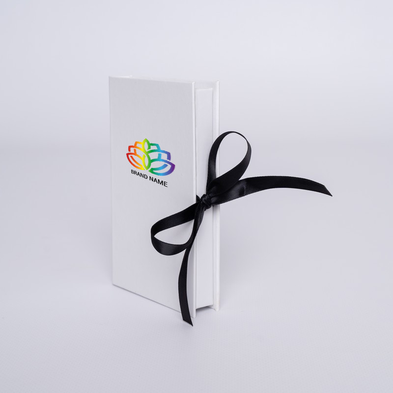 12 x 7 x 2 cm | Magnetbox Kartenhalter mit Satinband | Digitaldruck 4-farbig