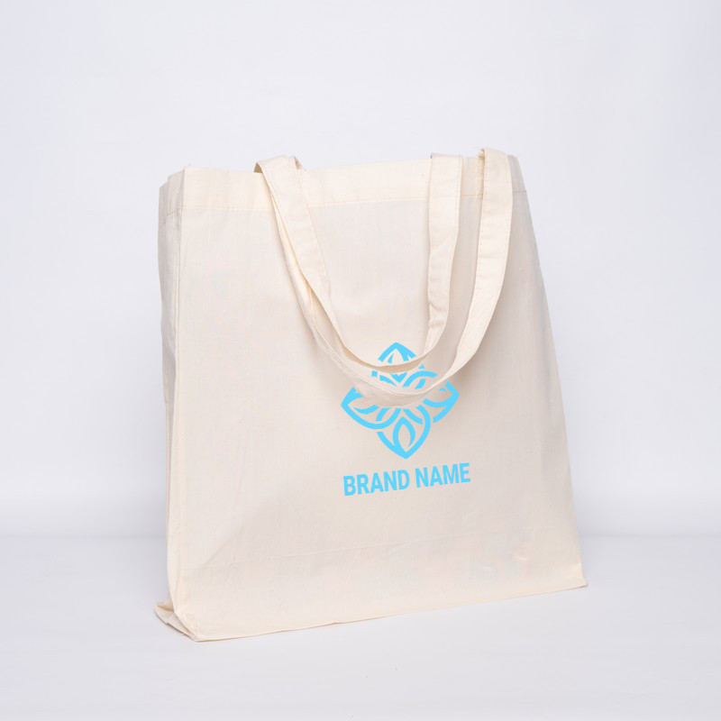 38x10x42 CM | COTTON SHOPPING BAG | SCREEN PRINTING ON TWO SIDES IN ONE COLOUR