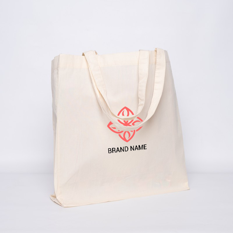 Customized Personalized reusable cotton bag 38x10x42 CM | KATOENEN WINKELTAS | ZEEFBEDRUKKING AAN 1 ZIJDE IN 2 KLEUREN