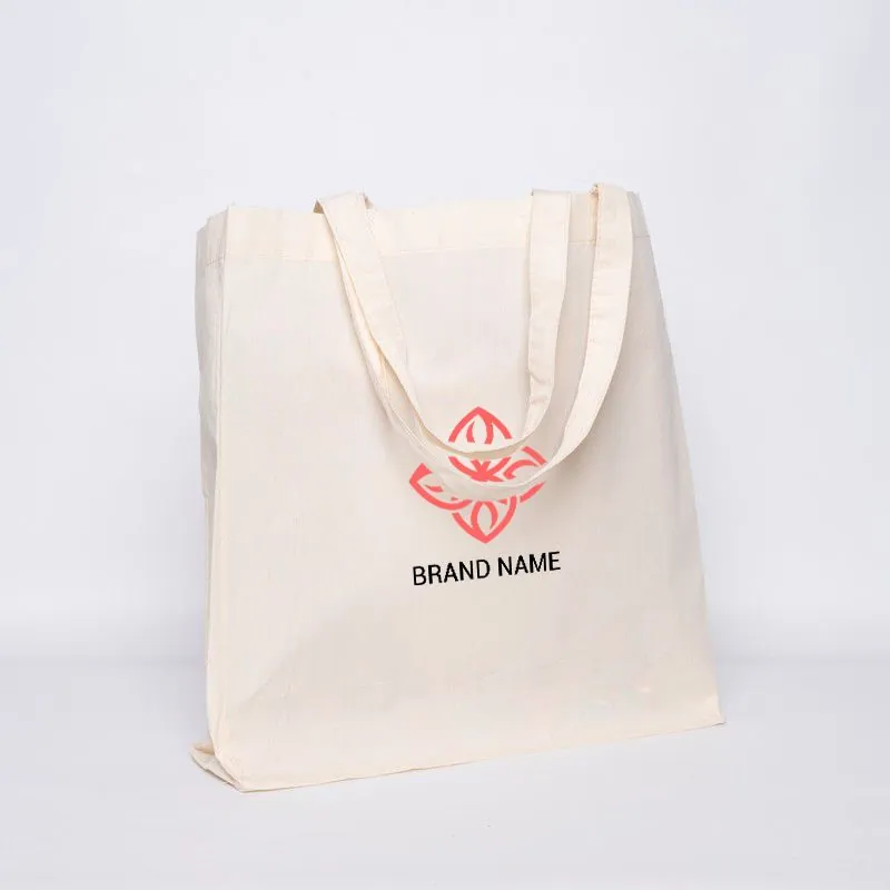 Customized Personalized reusable cotton bag 48x20x40 CM | KATOENEN WINKELTAS | ZEEFBEDRUKKING AAN 1 ZIJDE IN 2 KLEUREN