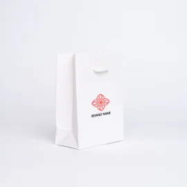 Customized Laminated Personalized shopping bag Noblesse 12x6x16 CM | SAC PAPIER NOBLESSE PLASTIFIÉ | IMPRESSION EN SÉRIGRAPHI...