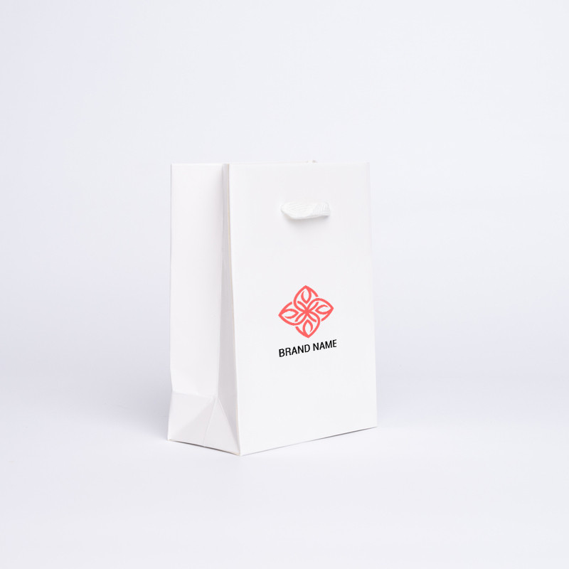 Customized Laminated Personalized shopping bag Noblesse 12x6x16 CM | LAMINATED NOBLESSE PAPER BAG | SCREEN PRINTING ON TWO SI...