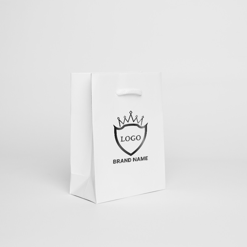 Shopping bag personalizzata Noblesse Laminata 12x6x16 CM | SHOPPING BAG NOBLESSE LAMINATA | STAMPA SERIGRAFICA SU UN LATO IN ...