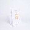 Customized Laminated Personalized shopping bag Noblesse 16x8x23 CM | LAMINIERTE NOBLESSE-PAPIERBEUTEL | SIEBDRUCK AUF EINER S...