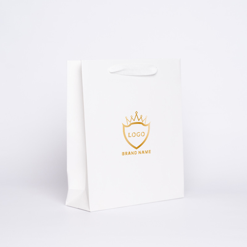 28x8x32 CM | LAMINATED NOBLESSE PAPER BAG | SCREEN PRINTING ON ONE SIDE IN ONE COLOUR