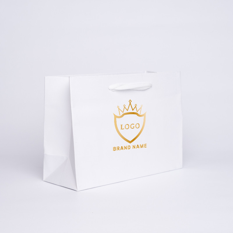 Customized Personalized shopping bag Noblesse 30x12x22 CM | SAC PAPIER NOBLESSE PREMIUM | IMPRESSION EN SÉRIGRAPHIE SUR UNE F...