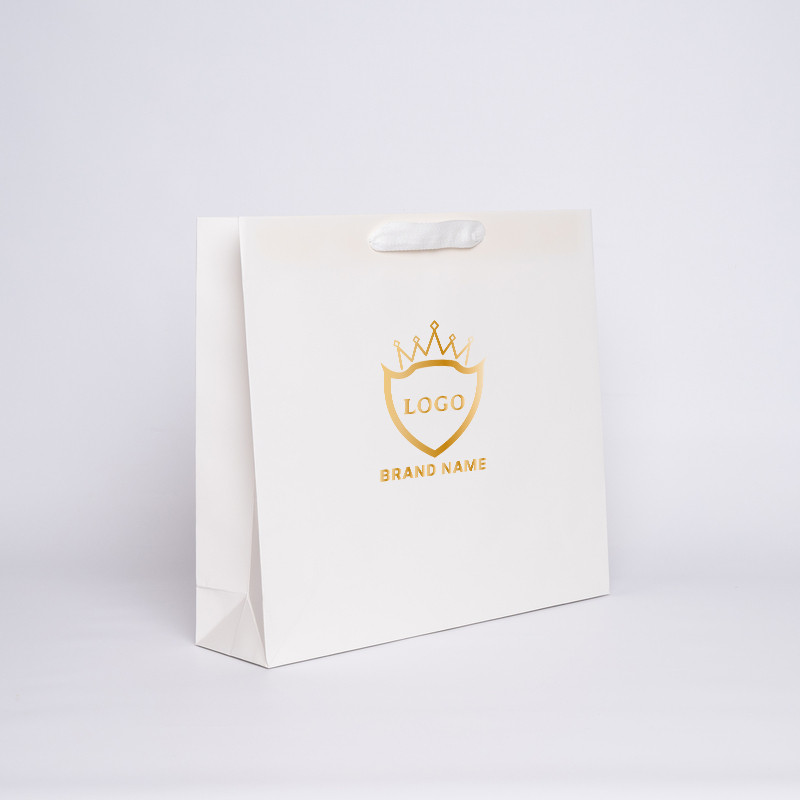 42x11x38 CM | LAMINATED NOBLESSE PAPER BAG | SCREEN PRINTING ON TWO SIDES IN ONE COLOUR