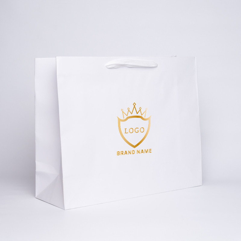 Sac papier personnalisé Noblesse 53x18x43 CM | PREMIUM NOBLESSE PAPER BAG | SCREEN PRINTING ON TWO SIDES IN ONE COLOUR