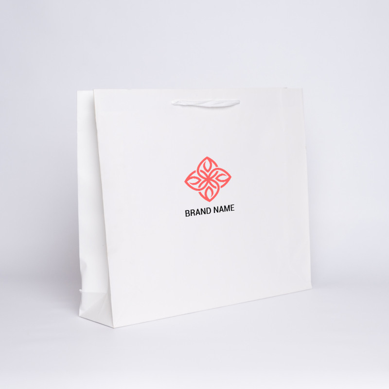 54x12x45 CM | LAMINATED NOBLESSE PAPER BAG | SCREEN PRINTING ON ONE SIDE IN TWO COLOURS
