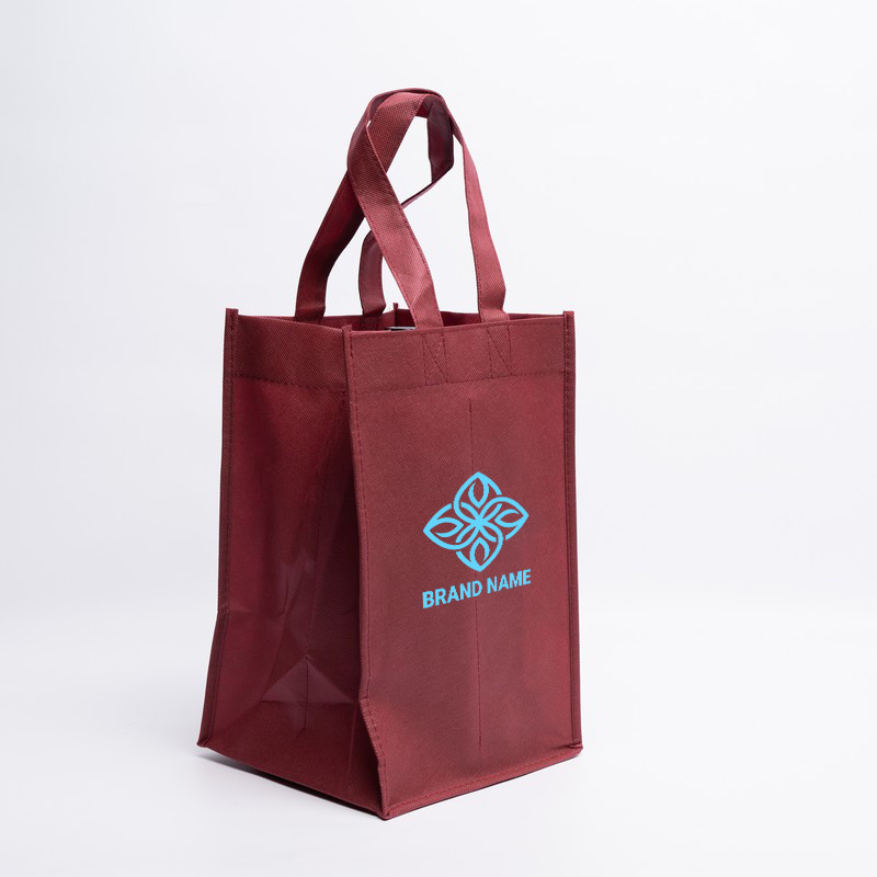 Customized Customized non-woven bottle bag 20x20x33 CM | NON-WOVEN TNT LUS BOTTLE BAG | SCREEN PRINTING ON TWO SIDES IN ONE C...