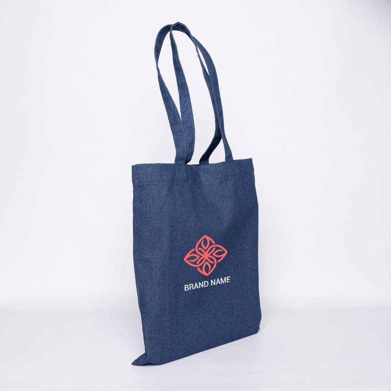38x42 CM | TOTE DENIM BAG | SCREEN PRINTING ON ONE SIDE IN TWO COLOURS