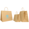 Customized 25x15x24+6 25x15x24+6 CM | PAPER SAFARI BAG WIDE BOTTOM| FLEXO PRINTING IN ONE COLOR ON 2 SIDES | KRAFT PAPER WHIT...