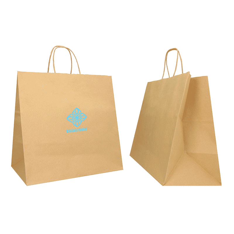 Customized Personalized shopping bag Safari 32x20x33 CM | PAPER SAFARI BAG WIDE BOTTOM| FLEXO PRINTING IN ONE COLOR ON PRE-DE...