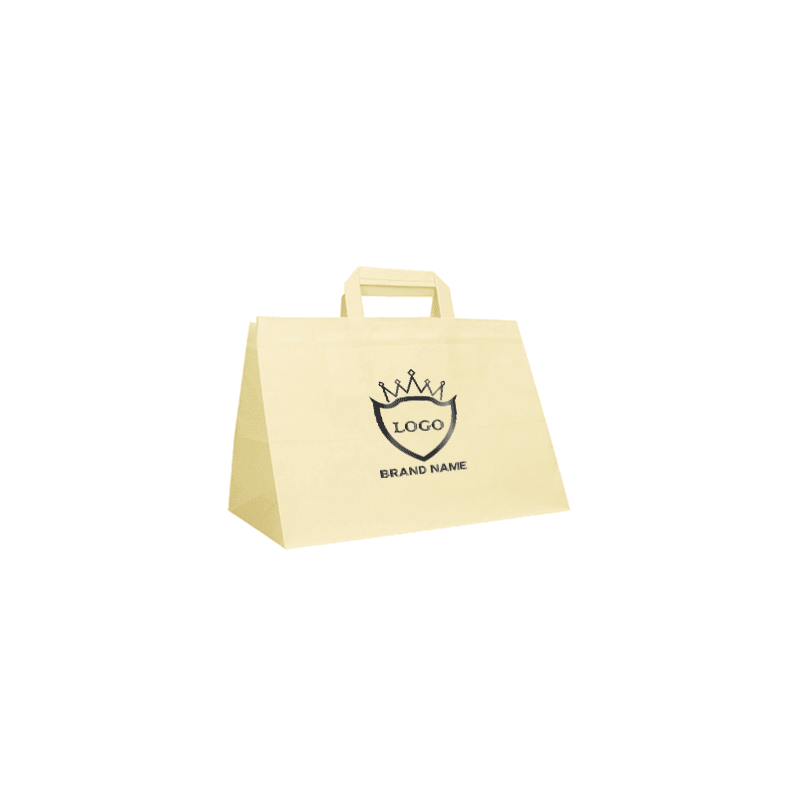 Customized 32X22X24 CM 32X22X24 CM | BOX PAPER BAG | FLEXO PRINTING IN ONE COLOR ON PREDEFINED AREAS ON BOTH SIDES | COLORED ...