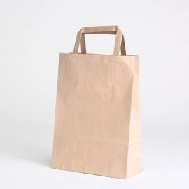 Customized Machine Made Paper Bags Brown kraft flat handles bag