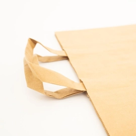 Customized Machine Made Paper Bags Brown kraft flat handles bag