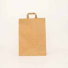 Customized Machine Made Paper Bags Brown kraft flat handles bag