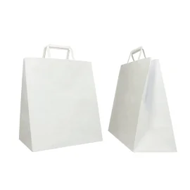 WEIßE KRAFTBOX TASCHE MIT FLACHEN GRIFFEN