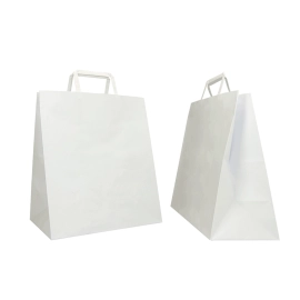 WHITE KRAFT BOX BAG WITH FLAT HANDLES