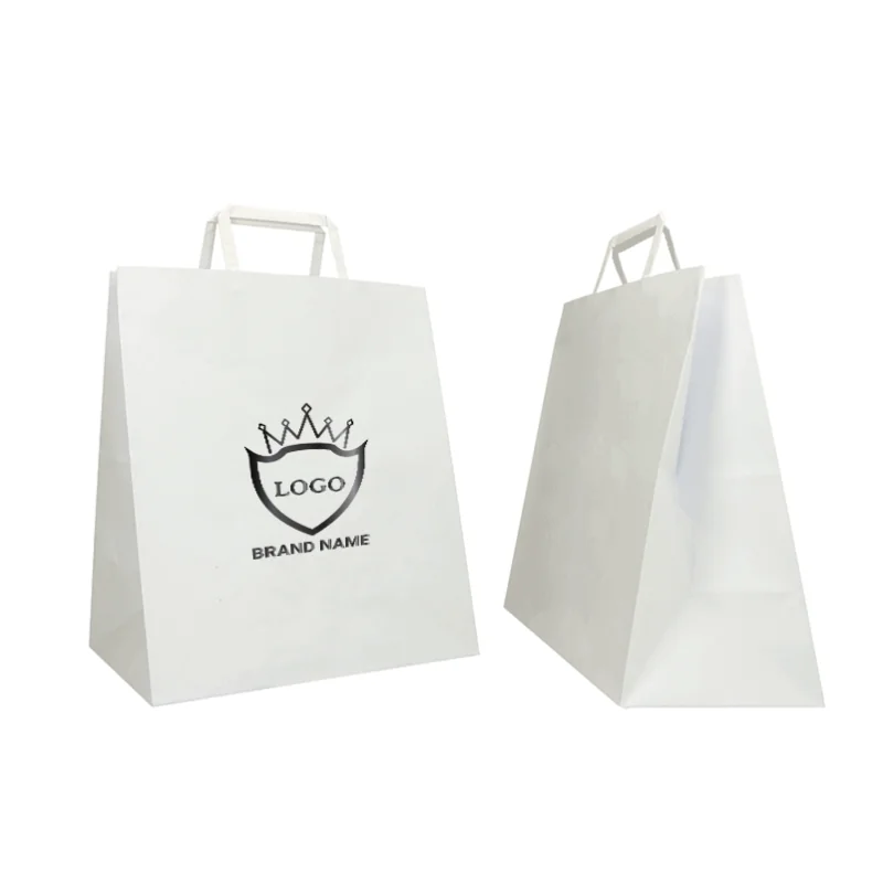 BOLSA DE CAJA DE KRAFT BLANCA CON ASAS PLANAS BOLSA DE CAJA DE KRAFT BLANCA CON ASAS PLANAS