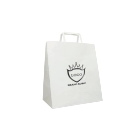 WHITE KRAFT BOX BAG WITH FLAT HANDLES