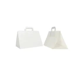 WHITE KRAFT BOX BAG WITH FLAT HANDLES
