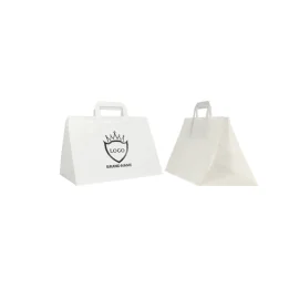 WEIßE KRAFTBOX TASCHE MIT FLACHEN GRIFFEN