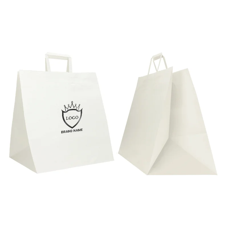 WEIßE KRAFTBOX TASCHE MIT FLACHEN GRIFFEN WEIßE KRAFTBOX TASCHE MIT FLACHEN GRIFFEN