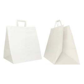 WHITE KRAFT BOX BAG WITH FLAT HANDLES