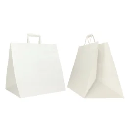 WEIßE KRAFTBOX TASCHE MIT FLACHEN GRIFFEN