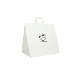 WEIßE KRAFTBOX TASCHE MIT FLACHEN GRIFFEN