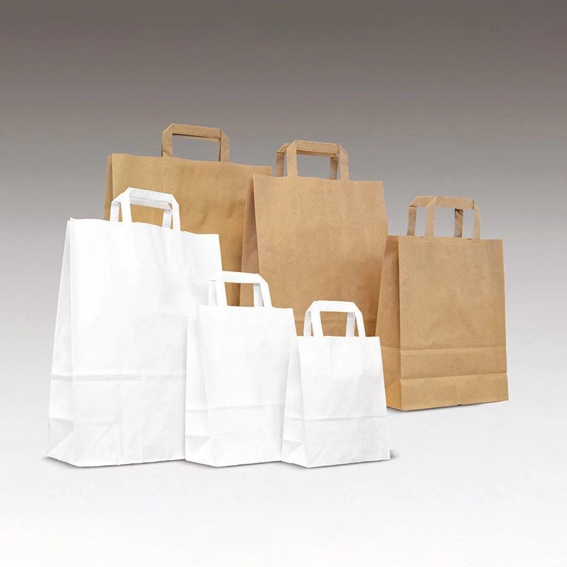 WHITE KRAFT BOX BAG WITH FLAT HANDLES