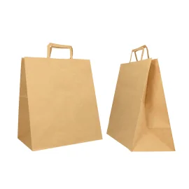 NATURAL KRAFT BOX BAG WITH FLAT HANDLES