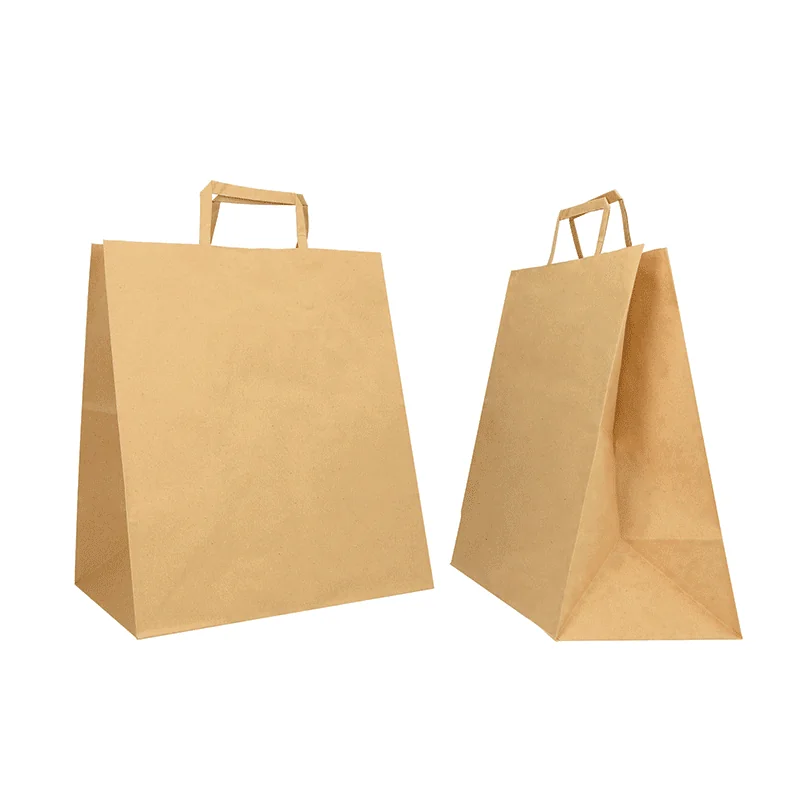 NATURAL KRAFT BOX BAG WITH FLAT HANDLES NATURAL KRAFT BOX BAG WITH FLAT HANDLES
