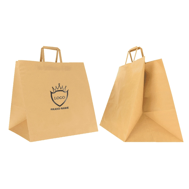 NATURAL KRAFT BOX BAG WITH FLAT HANDLES NATURAL KRAFT BOX BAG WITH FLAT HANDLES