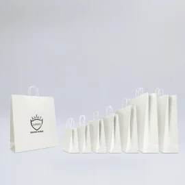 WITTE KRAFT BOX TAS MET PLATTE HANDVATTEN - Gepersonaliseerde Safar...