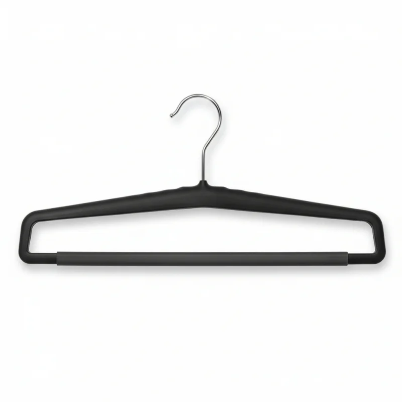Commerciële plastic kledinghangers | Rechthoekige hangers | Antislip broekstangen | Zwart | 37 cm - Kapstokken - Centuryprint