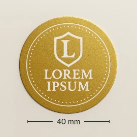GOLD VINYL STICKERS WITH WHITE PRINT | Ø 40 MM - Home | Centuryprint