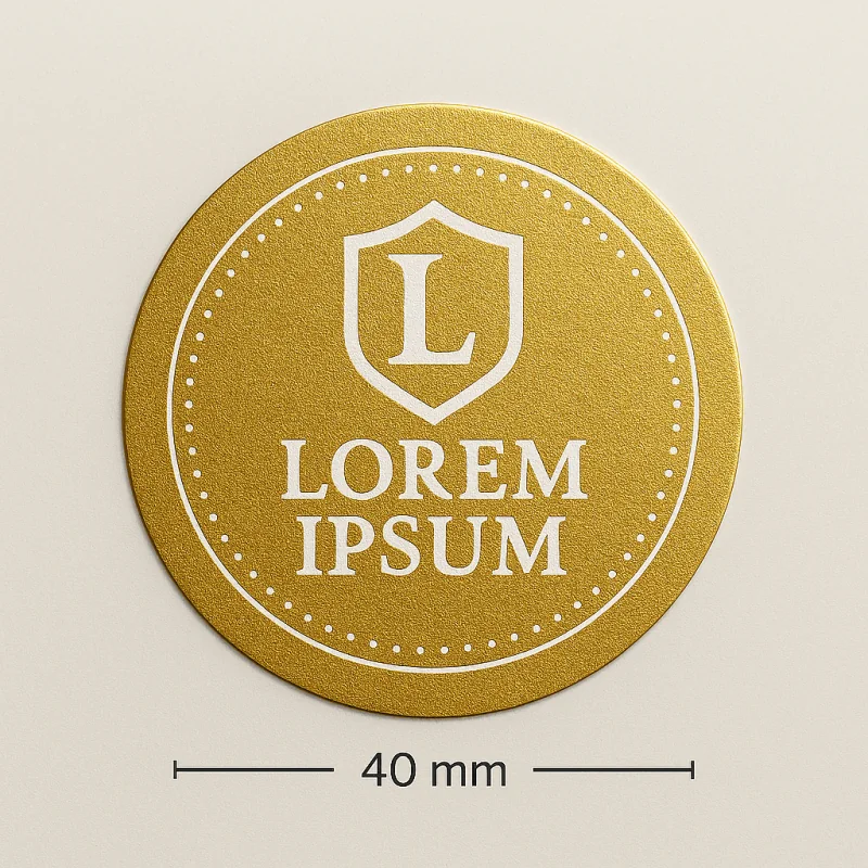 GOLD VINYL STICKERS WITH WHITE PRINT | Ø 40 MM - Home - Centuryprint