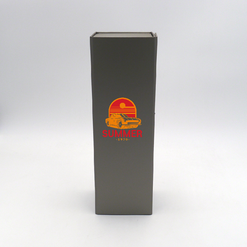 PERSONALISIERT Flaschenbox Magnetbox 10X33X10 CM | FLASCHENKASTEN | BOX FÜR 1 FLASCHE | SIEBDRUCK AUF EINER SEITE IN ZWEI FARBEN