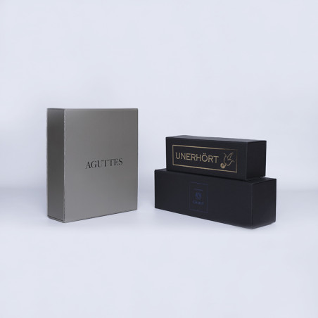 Scatola magnetica personalizzata Bottlebox 10x33x10 CM | BOTTLE BOX |BOÎTE POUR 1 BOUTEILLE | IMPRESSION À CHAUD