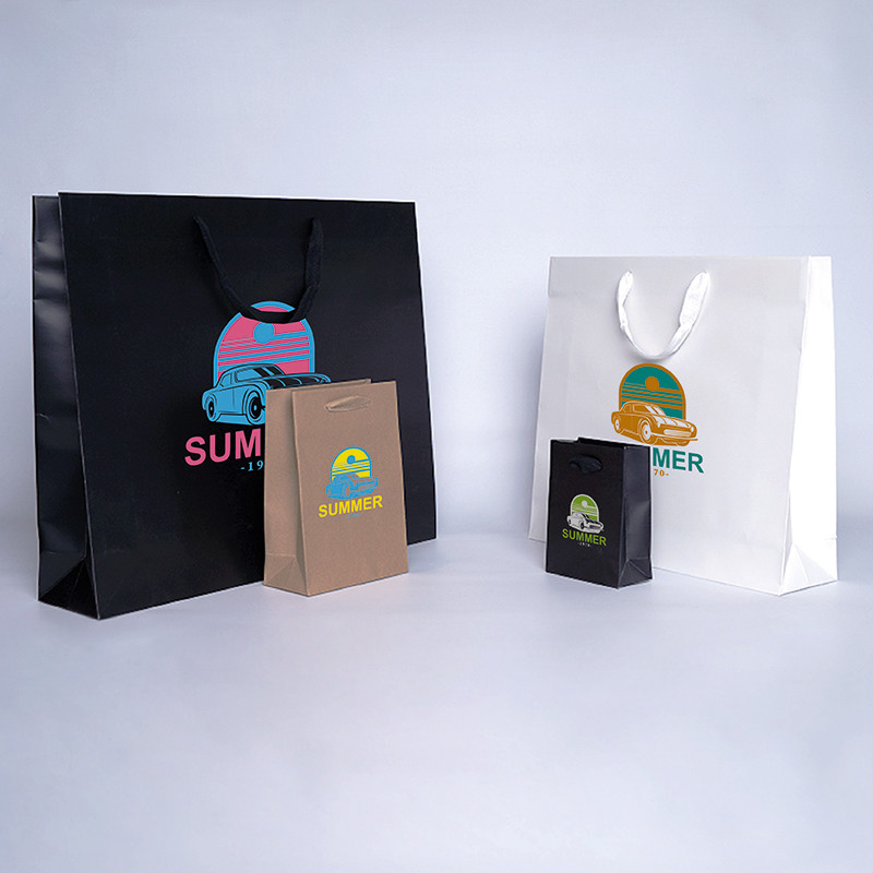 Customized Laminated Personalized shopping bag Noblesse 12x6x16 CM | SAC PAPIER NOBLESSE PLASTIFIÉ | IMPRESSION EN SÉRIGRAPHI...