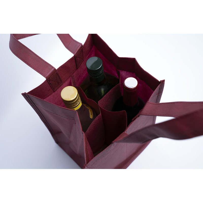 Customized Customized non-woven bottle bag 20x20x33 CM | NON-WOVEN TNT LUS BOTTLE BAG | SCREEN PRINTING ON ONE SIDE IN ONE CO...