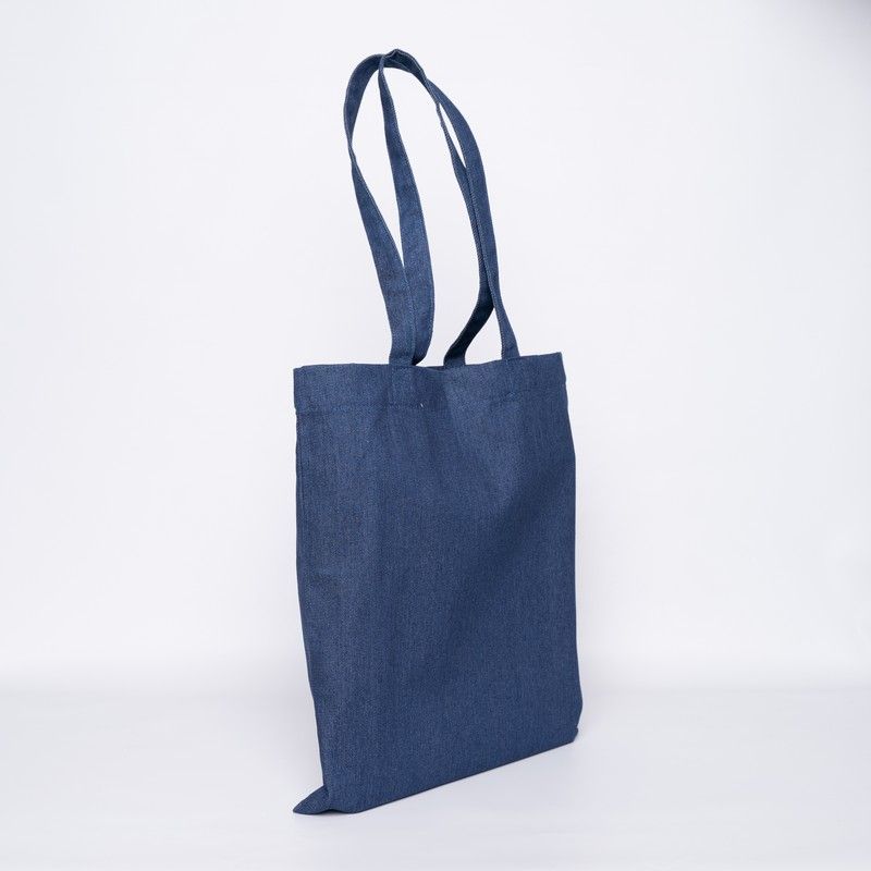 Customized Personalized reusable denim Bag 38x42 CM | TOTE DENIM BAG | SCREEN PRINTING ON TWO SIDES IN TWO COLOURS