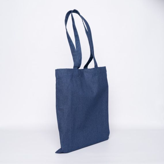 Borsa in tessuto denim riutilizzabile personalizzata 38x42 CM | TOTE BAG IN DENIM | STAMPA SERIGRAFICA SU DUE LATI IN DUE COLORI