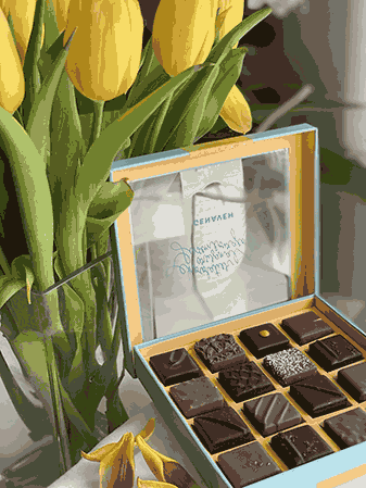 Boîte cadeau aimantée alimentaire avec fenêtre entièrement personnalisée pour le chocolatier Genaveh