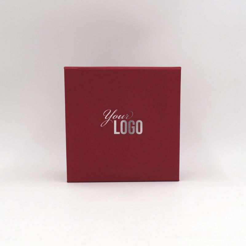 Rode magnetische geschenkdoos met zilveren letters - warmtebedrukking